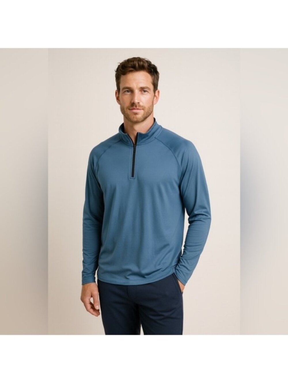 H&M Move DryMove Performance Quarter-Zip Pullover — Blue — Size L — NWT